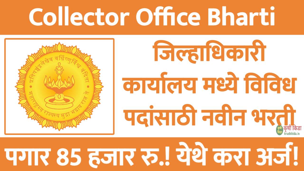जिल्हाधिकारी कार्यालय मध्ये विविध पदांसाठी नवीन भरती सुरु! पगार 85 हजार रु.! फक्त अर्ज पाठवुन मिळवा नोकरी! Collector Office Pune Bharti 2025