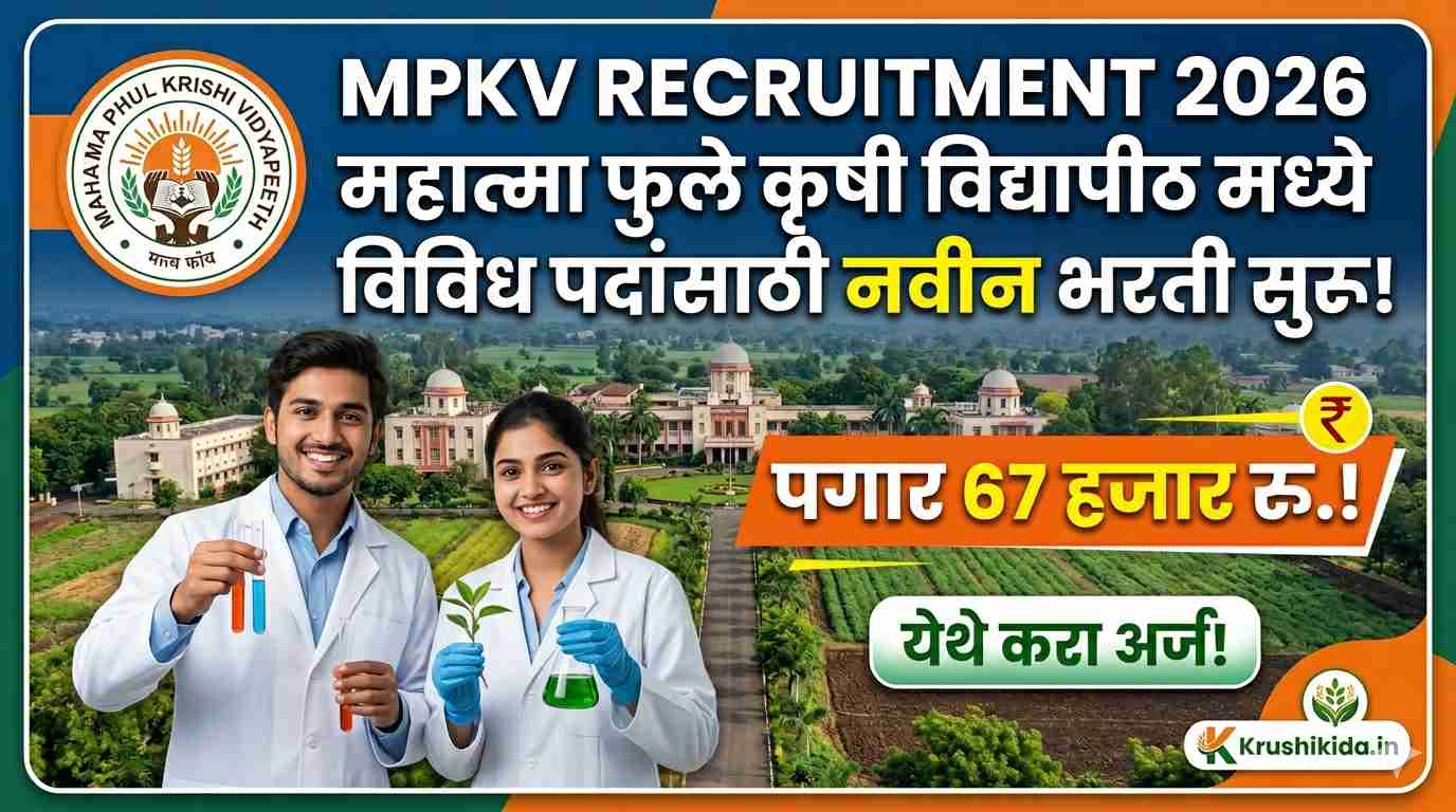 MPKV Bharti 2026 : महात्मा फुले कृषी विद्यापीठ मध्ये विविध पदांसाठी नवीन भरती सुरु! पगार 67 हजार रु.! फक्त अर्ज पाठवुन मिळवा नोकरी!